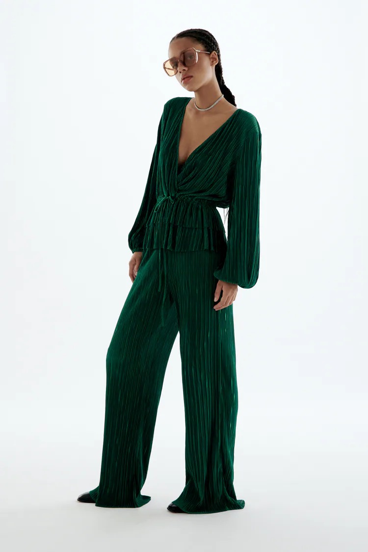 Zara Finely Pleated Palazzo Trousers.