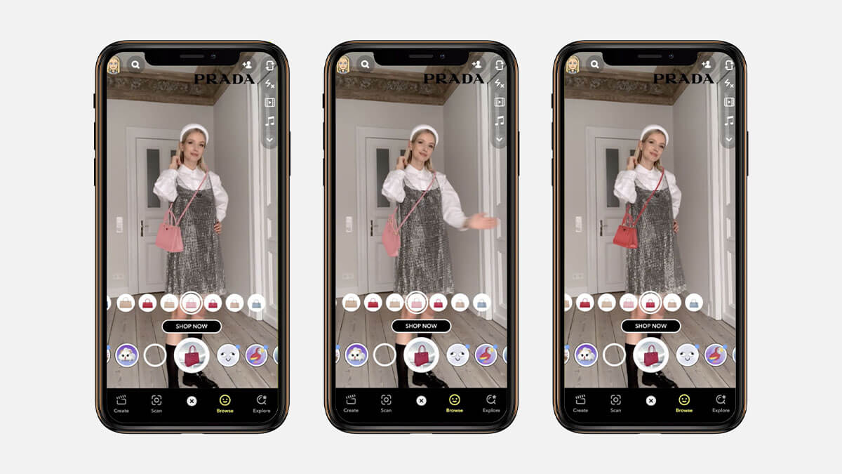 Snapchat; Prada; thời trang kỹ thuật số