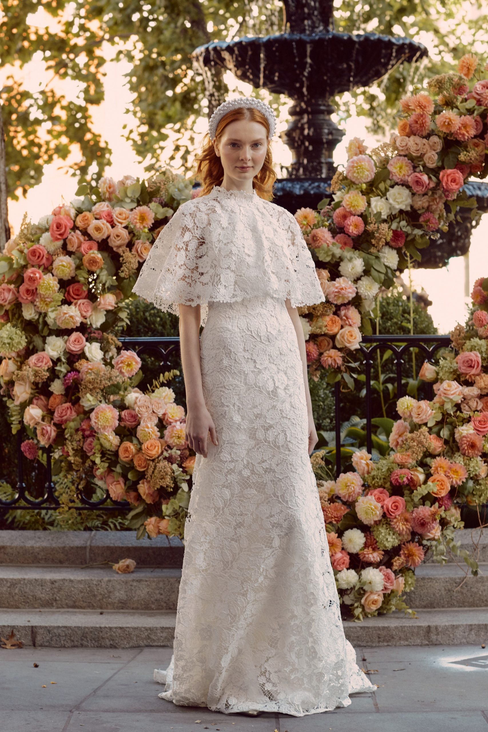 Lela Rose lace wedding gown