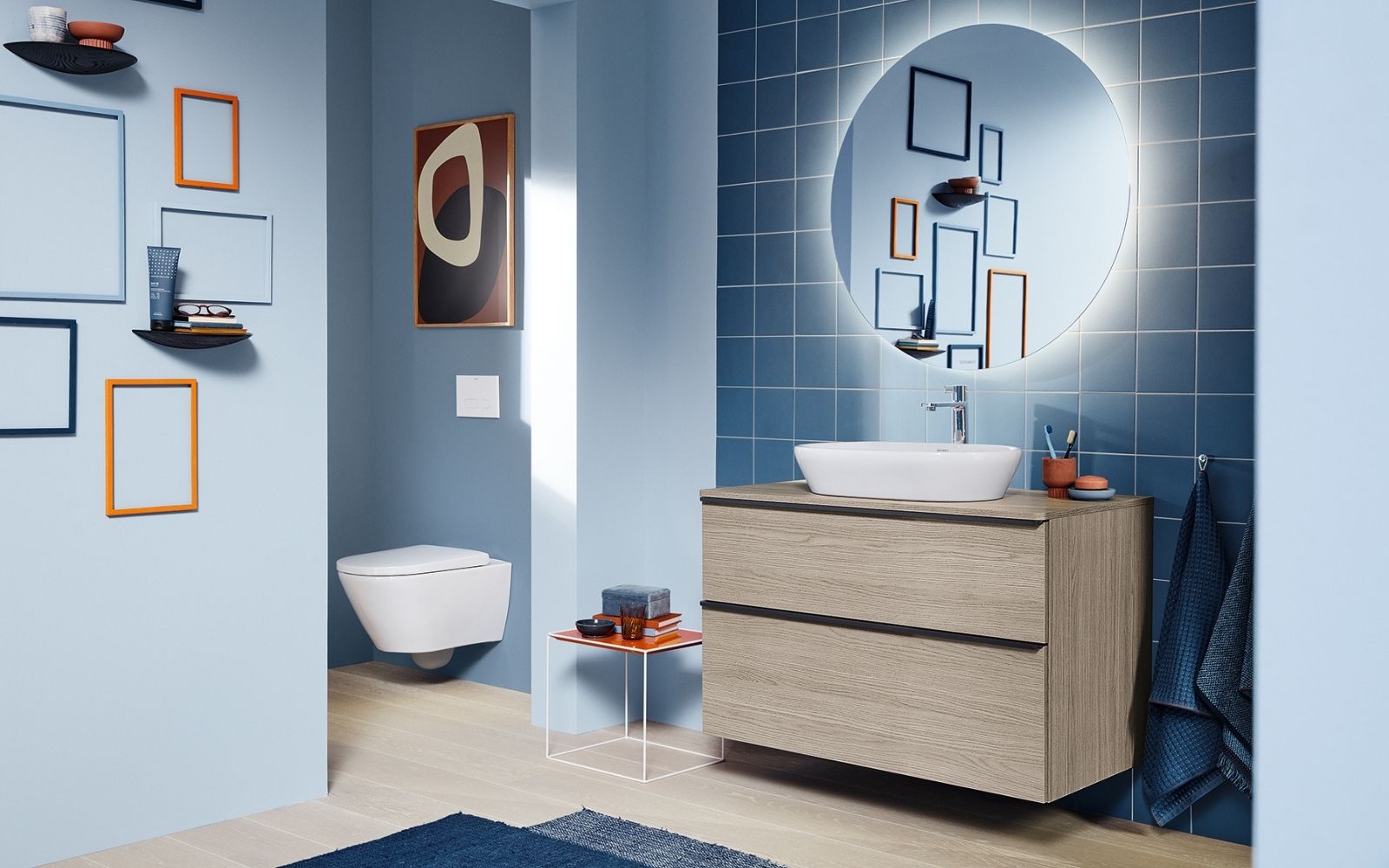 thiết bị phòng tắm duravit màu xanh dương hiện đại