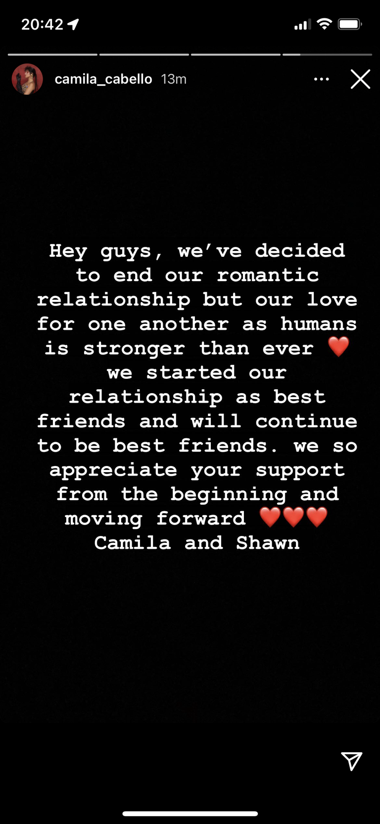Camila Cabello thông báo chia tay 