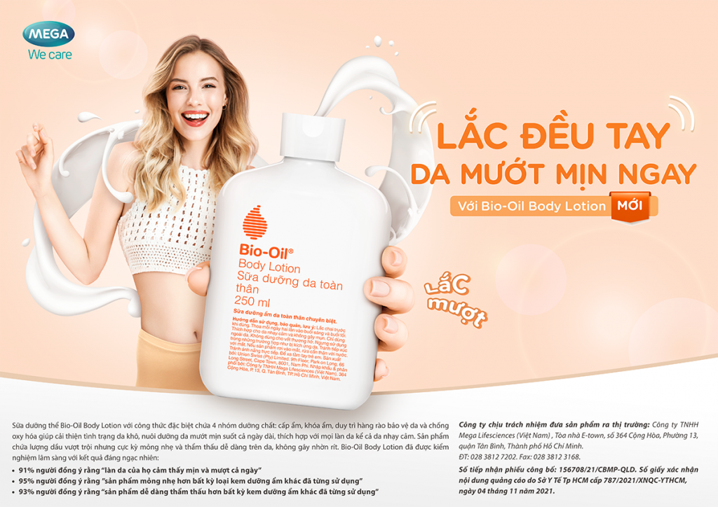 Bio-Oil Body Lotion hiện được phân phối chính thức tại Việt Nam bởi Công Ty TNHH Mega Lifesciences.