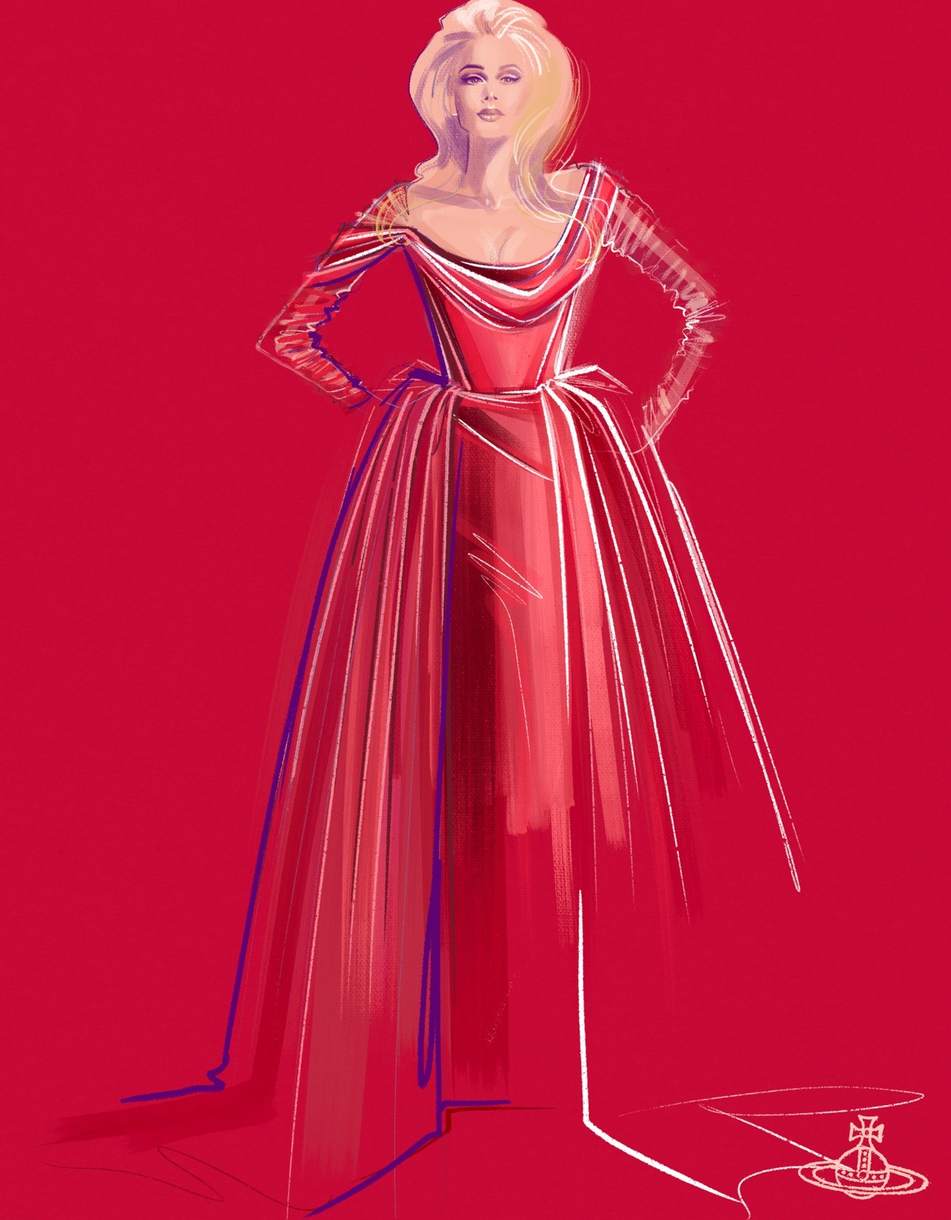 đầm đỏ satin trong oh my god