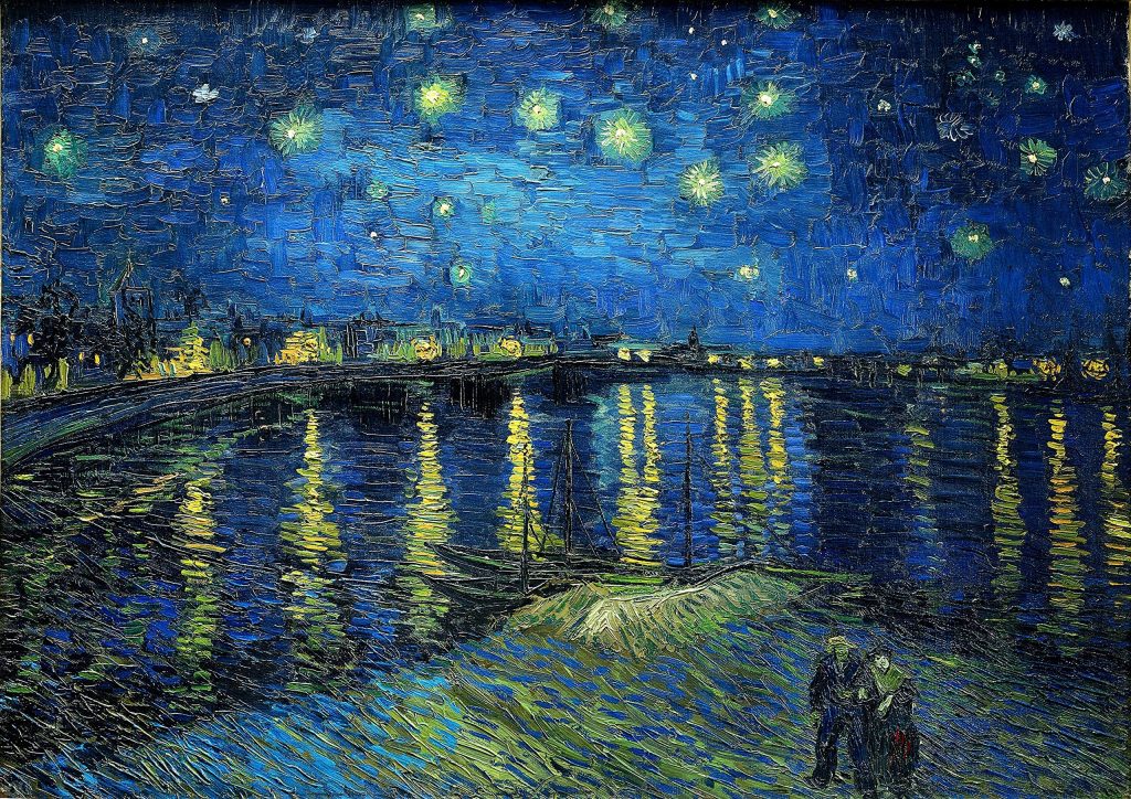 "Starry Night over the Rhône" của Vincent van Gogh gây ấn tượng về thị giác bởi bầu trời và ánh sáng trong đêm huyền ảo 
