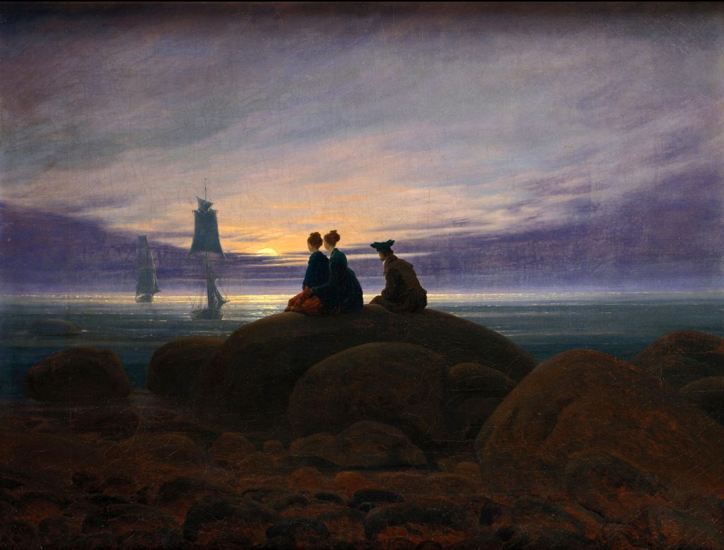 "Moonrise over the Sea" - một tác phẩm nghệ thuật hai chiều nguyên bản của  Caspar David Friedrich