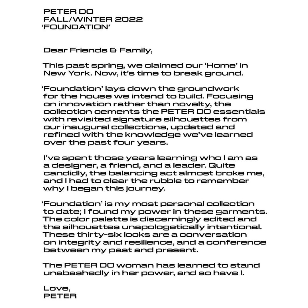 bức thư của peter do cho BST Thu Đông 2022