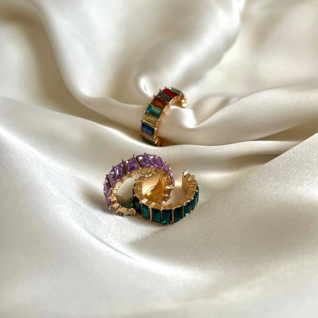 hoa tai ear cuff đính đá nhiều màu