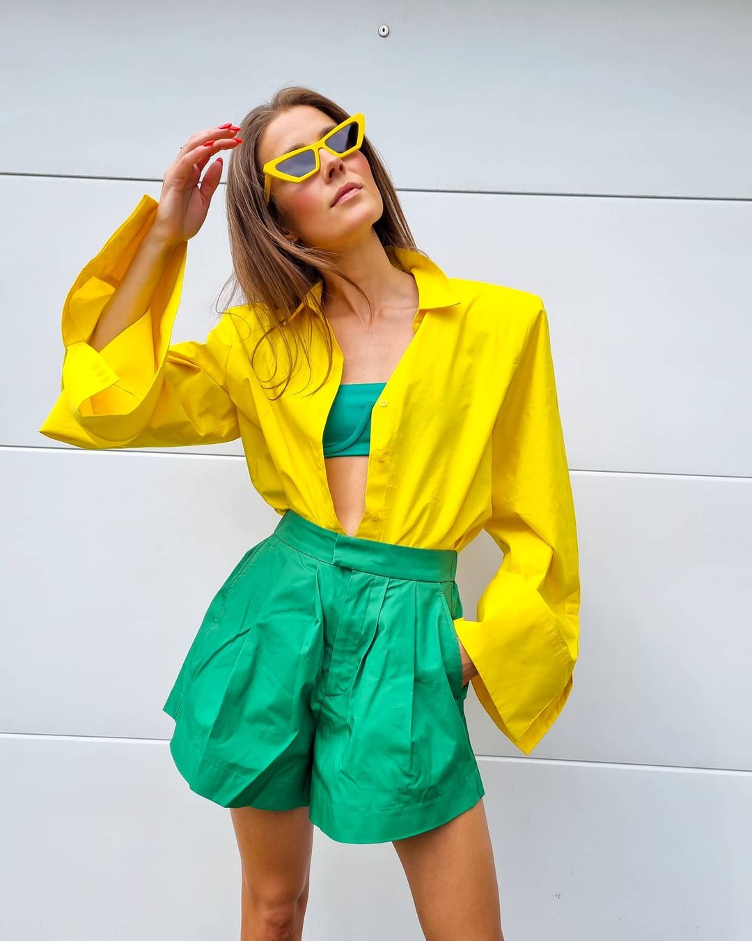 bản phối áo sơ mi color blocking