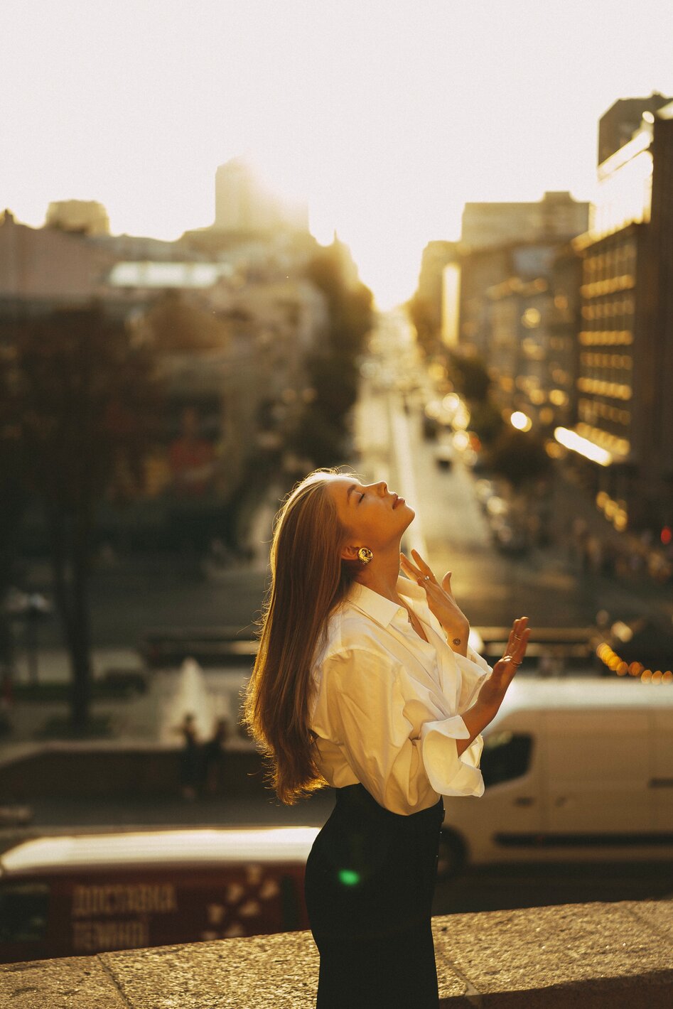 The girl looked up to the sky and thought about love