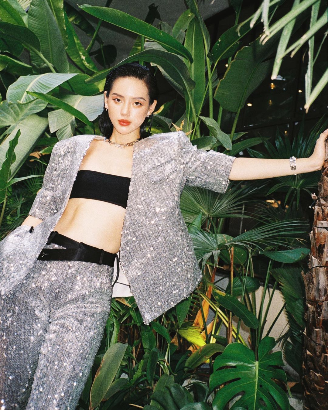 blazer sequin ngắn tay 