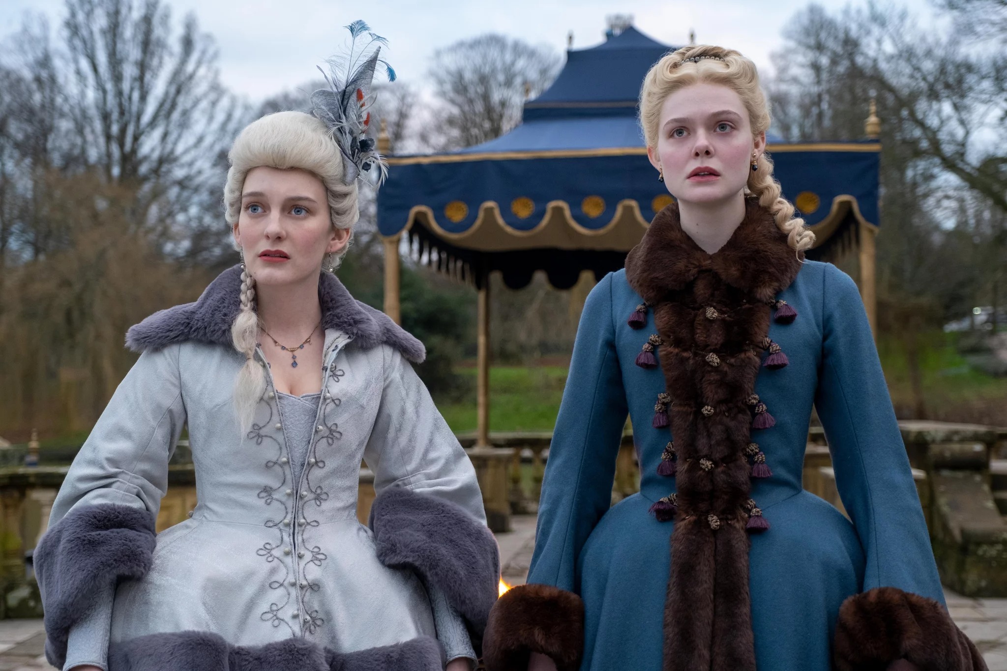 Elle Fanning wears Russian royal winter clothes