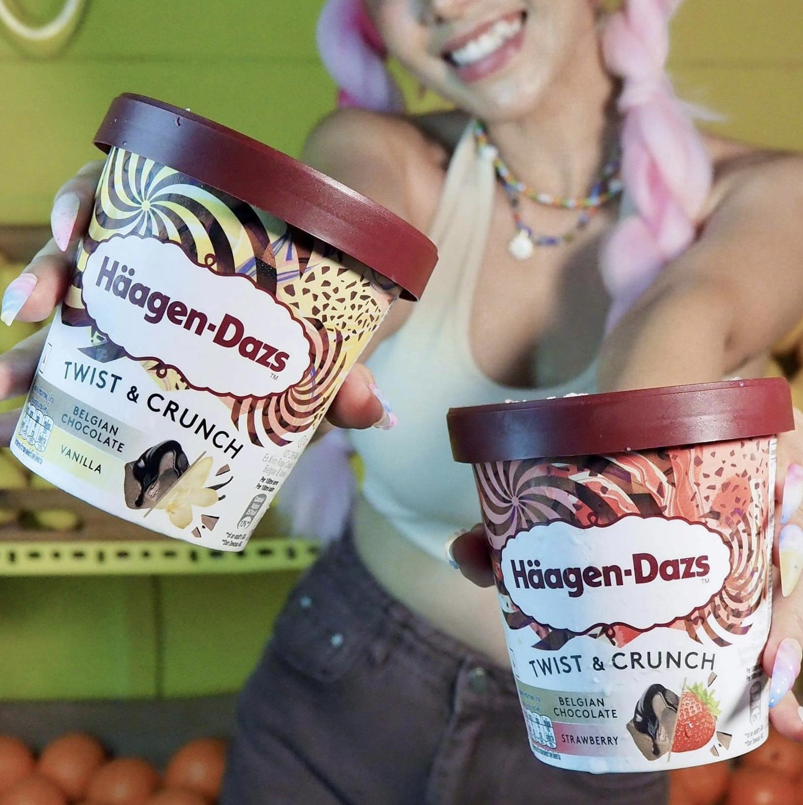 kem Häagen-Dazs vị Twist & Crunch có thông điệp Love The Twist