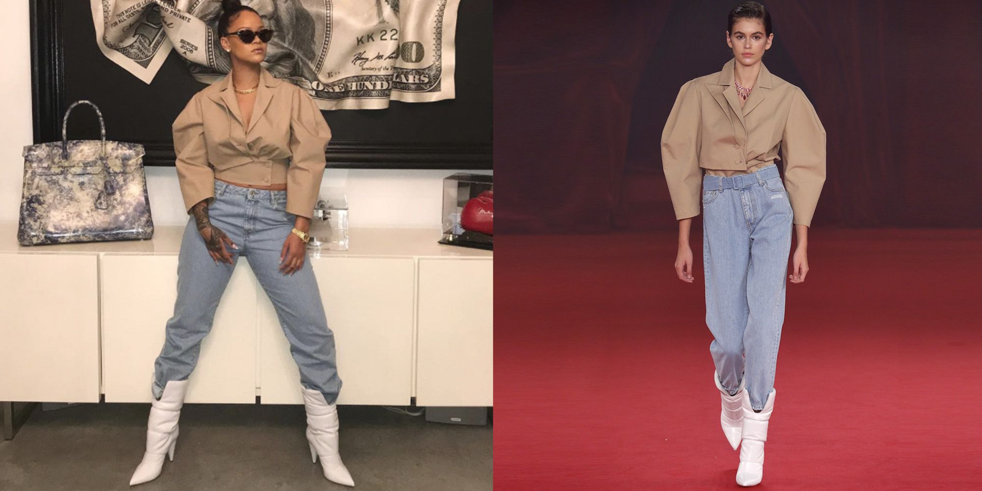 rihanna mặc off-white runway