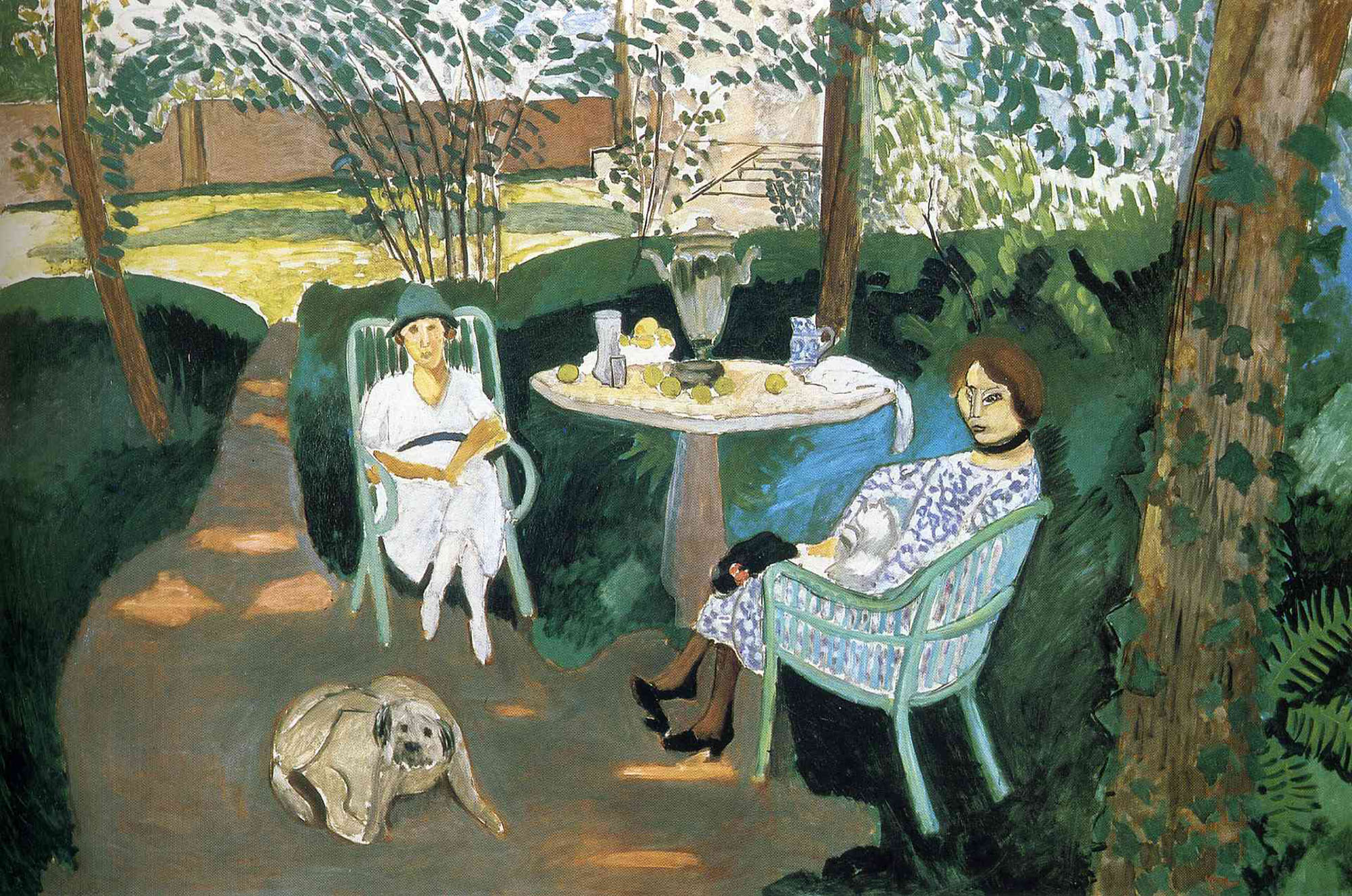 uống trà trong vườn hội họa Pháp
