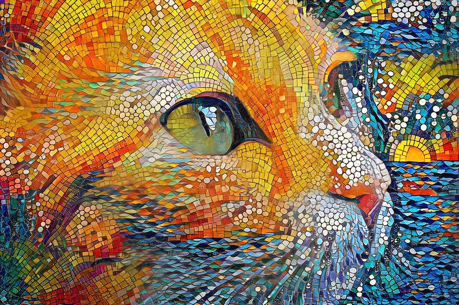 Trang điểm Thu – Đông 2022: Những mảng màu mosaic rực rỡ Ginger Cat at the Beach Peggy Collins - Trang điểm Thu – Đông 2022: Những mảng màu mosaic rực rỡ