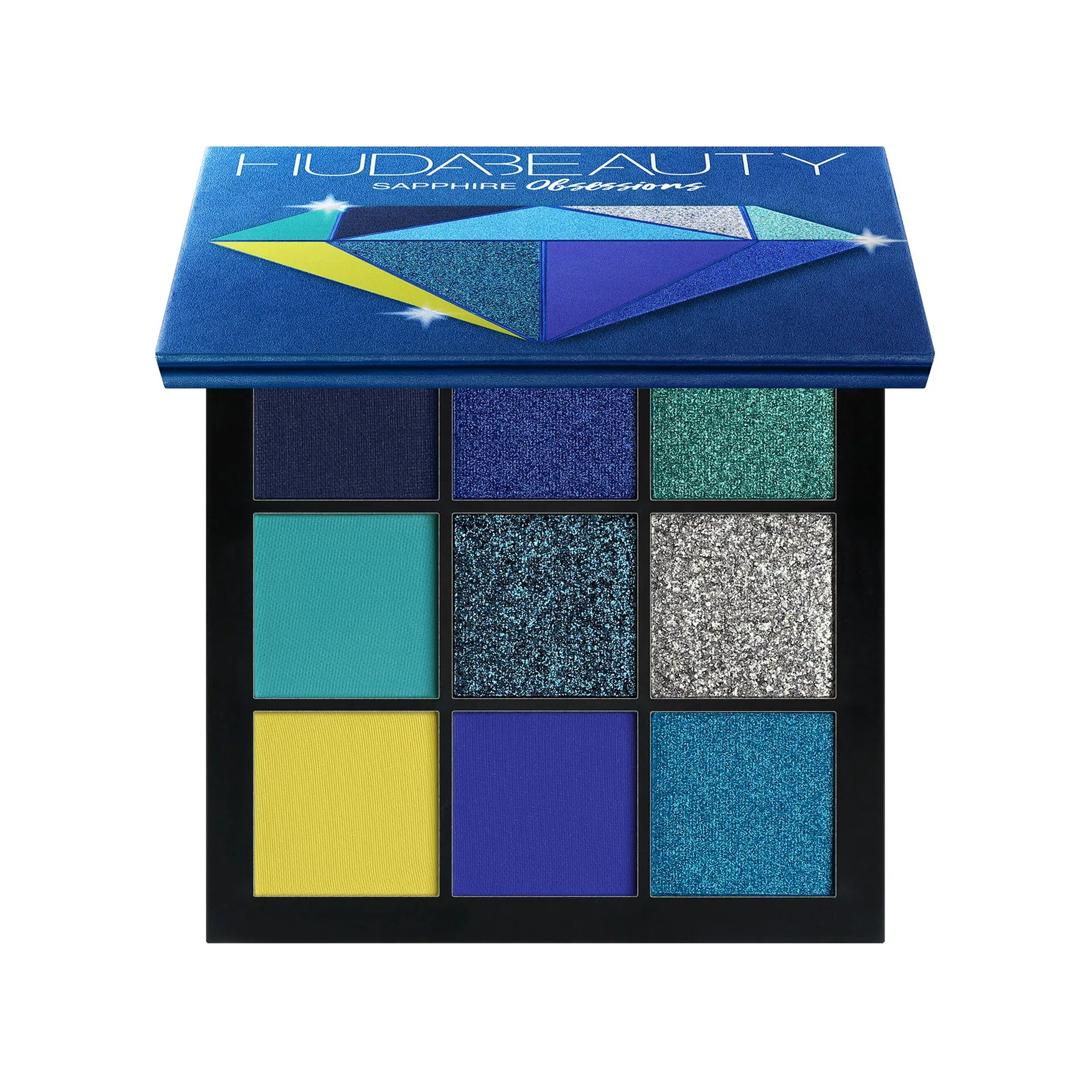 Trang điểm Thu – Đông 2022: Những mảng màu mosaic rực rỡ Huda Beauty Obsessions Eyeshadow Palette in Sapphire Obsessions - Trang điểm Thu – Đông 2022: Những mảng màu mosaic rực rỡ