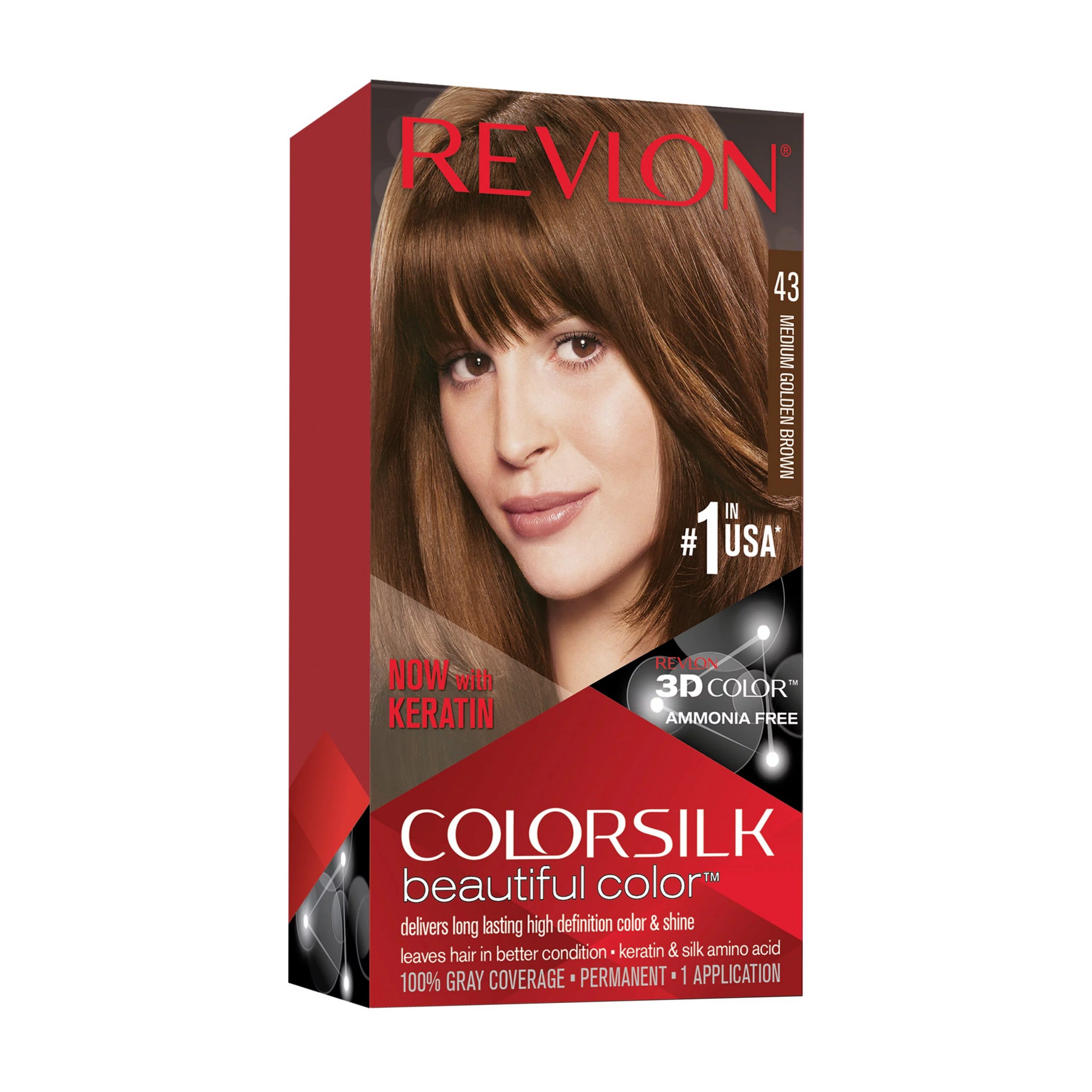 Da ngăm Thuốc nhuộm tóc Revlon Colorsilk Màu 43 - Medium Golden Brown. 