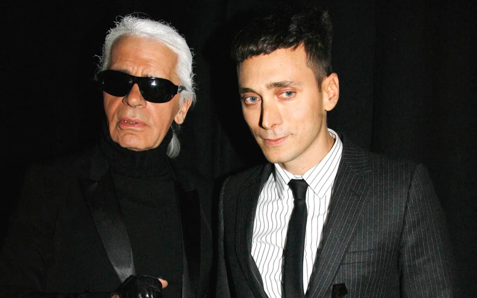 nhà thiết kế hedi slimane và karl lagerfeld