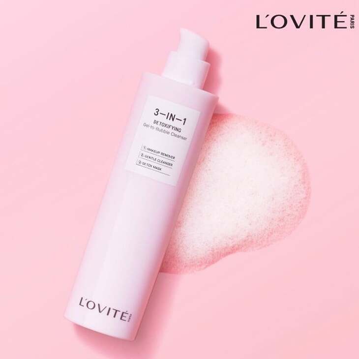 Sữa rửa mặt cho da khô của L’ovite 3-in-1 Detoxifying Gel-to-Bubble Cleanser 