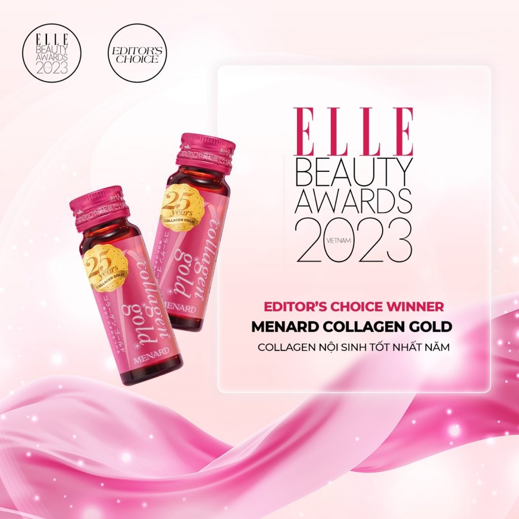 Menard Collagen Gold là “Collagen nội sinh tốt nhất năm” do hội đồng giám khảo của Elle Beauty Awards 2023 bình chọn.
