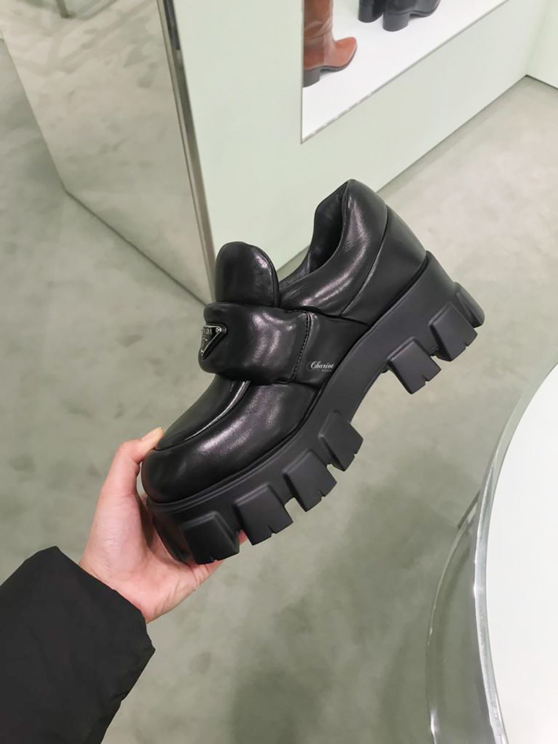 prada puffer loafer