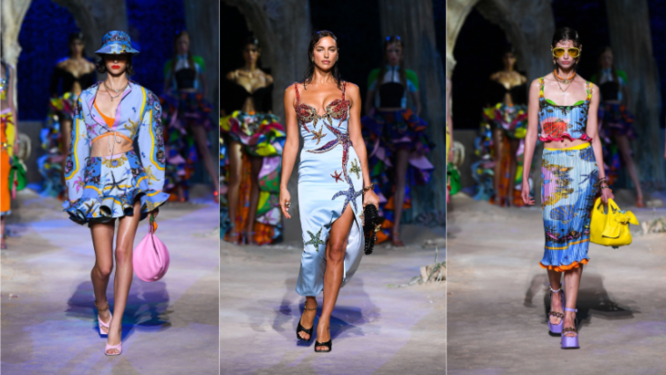Bộ sưu tập Xuân/ Hè 2021 của nhà mốt Versace. Ảnh: Vouge Runway. Bộ sưu tập Xuân/ Hè 2021 của nhà mốt Versace. Ảnh: Vouge Runway.