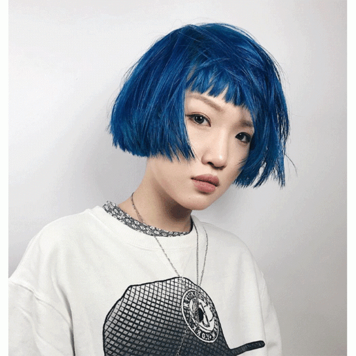 Màu nhuộm nổi bật kết hợp với kiểu tóc Micro-Bob thêm phần táo bạo. Ảnh: Instagram@ stanleyman001. Màu nhuộm nổi bật kết hợp với kiểu tóc Micro-Bob thêm phần táo bạo. Ảnh: Instagram@ stanleyman001.