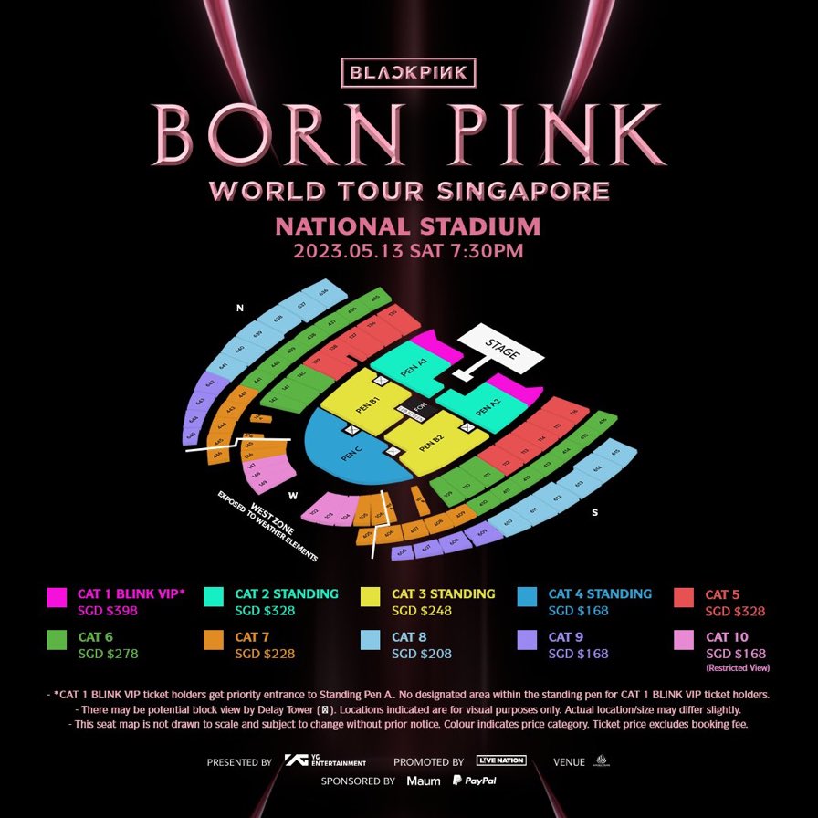 Vị trí ngồi trong concert BLACKPINK Singapore 