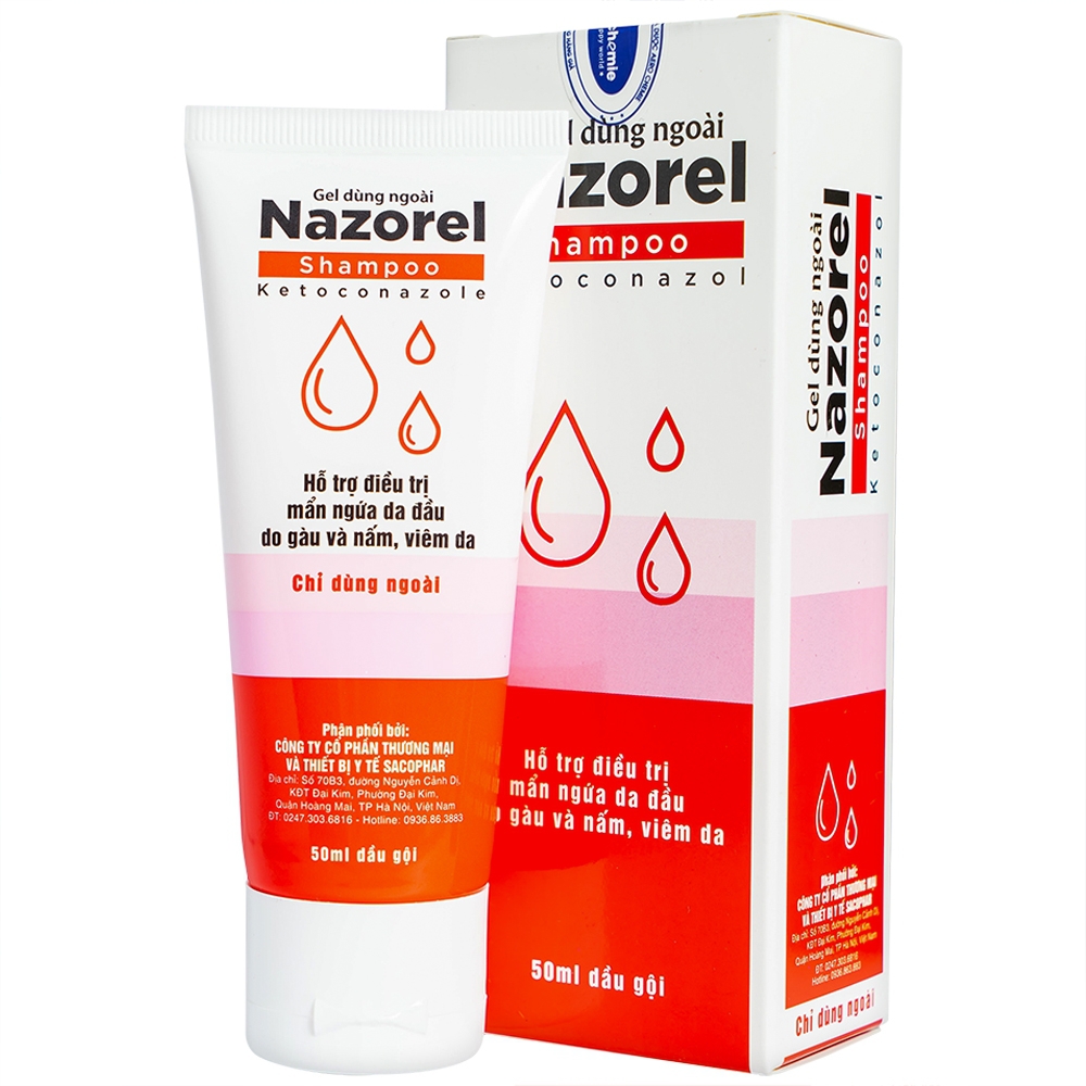 Dầu gội Nazorel Shampoo Ketoconazol trị gàu và nấm da đầu