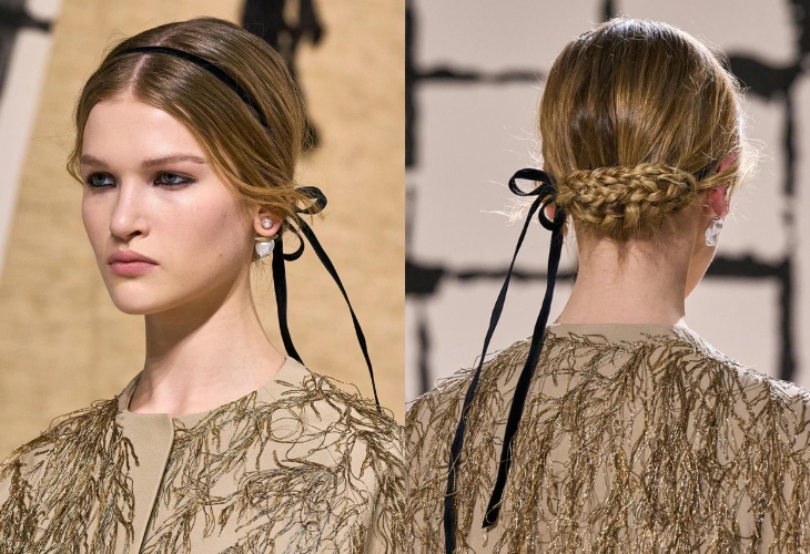 Kiểu tóc với dây ruy băng của Dior
