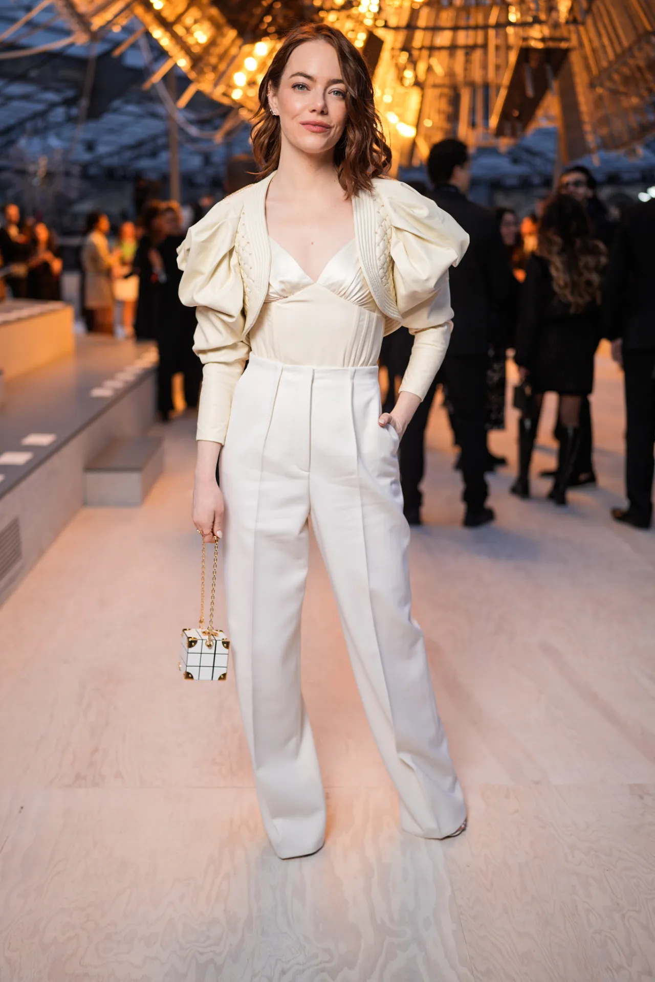 Emma Stone tại buổi diễn Thu-Đông 2024 của Louis Vuitton. (Ảnh: Getty Images)