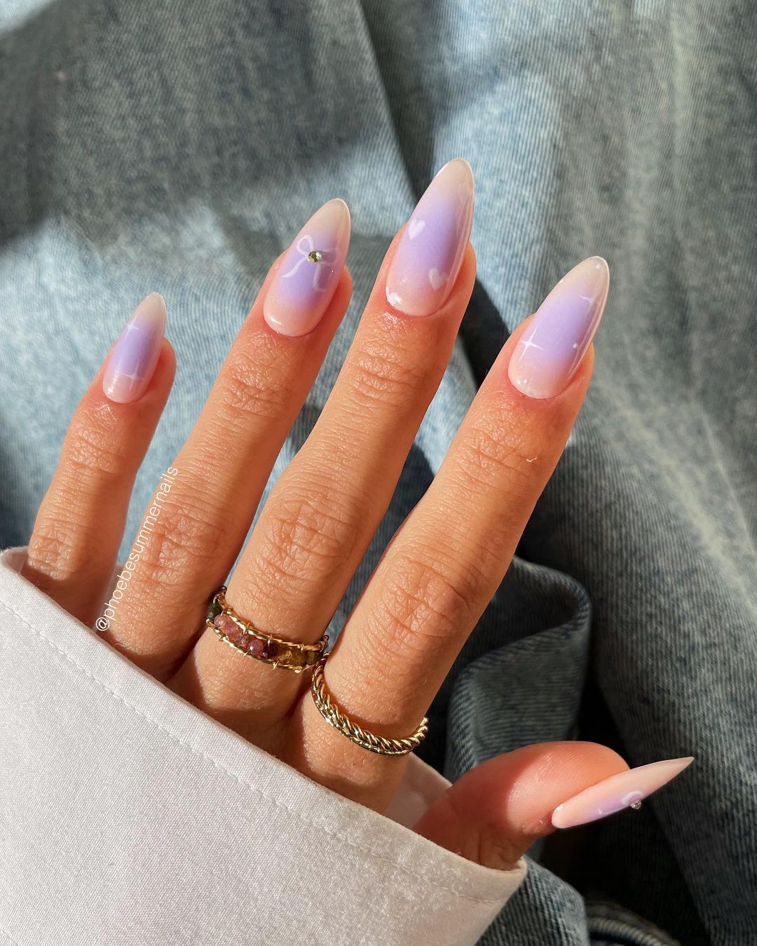 Bàn tay nail đẹp màu hào quang ánh tím