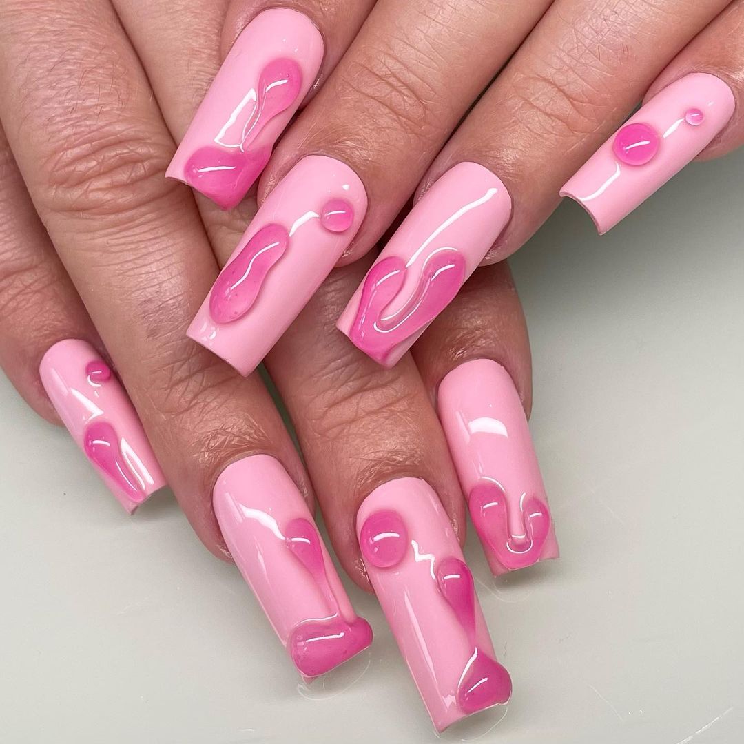 Bàn tay nail đẹp họa tiết in nổi 3D