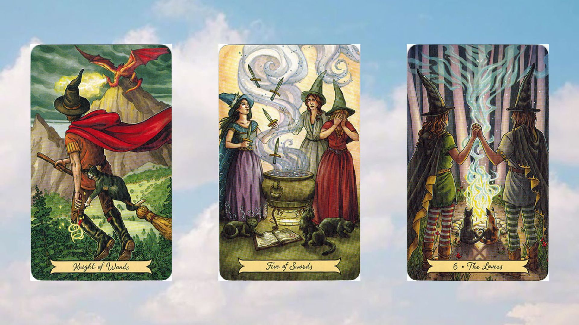 trải bài tarot tuần mới tụ 1 knight of wands - five of swords - the lovers