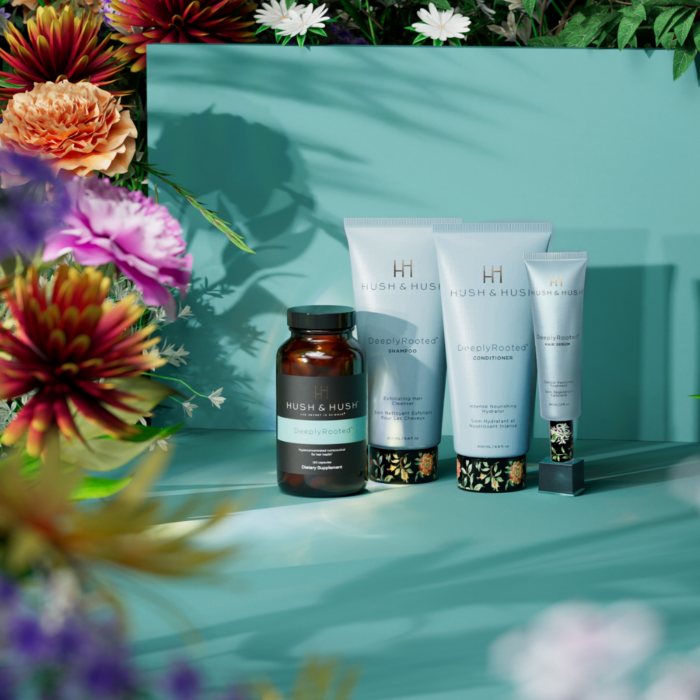 Bộ dầu gội và viên uống DeeplyRooted của Hush & Hush
