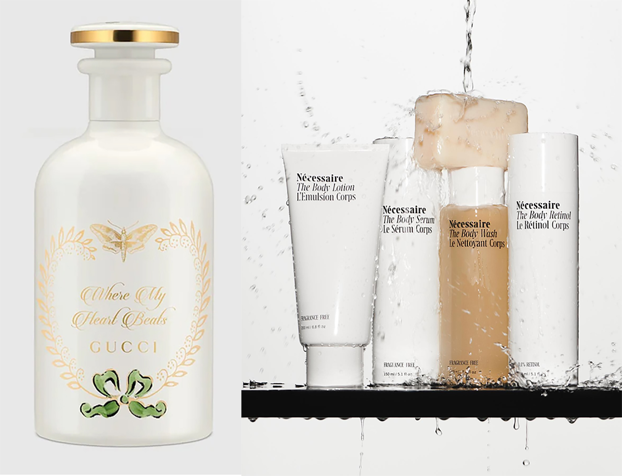 nước hoa gucci và lotion, serum Necessaire