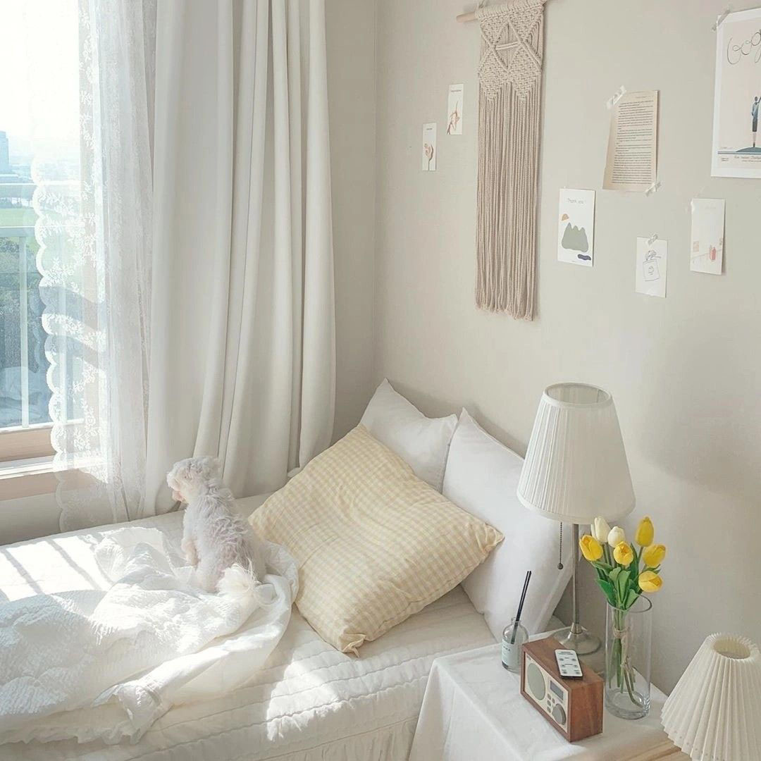 giường ngủ đặt gần cửa sổ