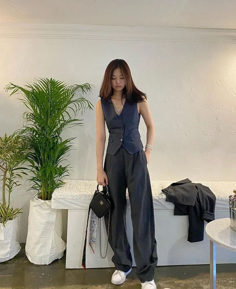 gile với quần ống rộng