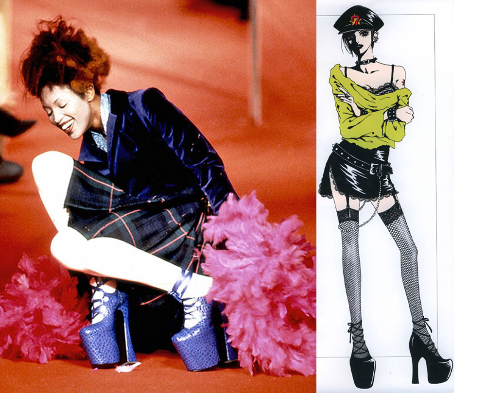 naomi campell đôi giày style punk
