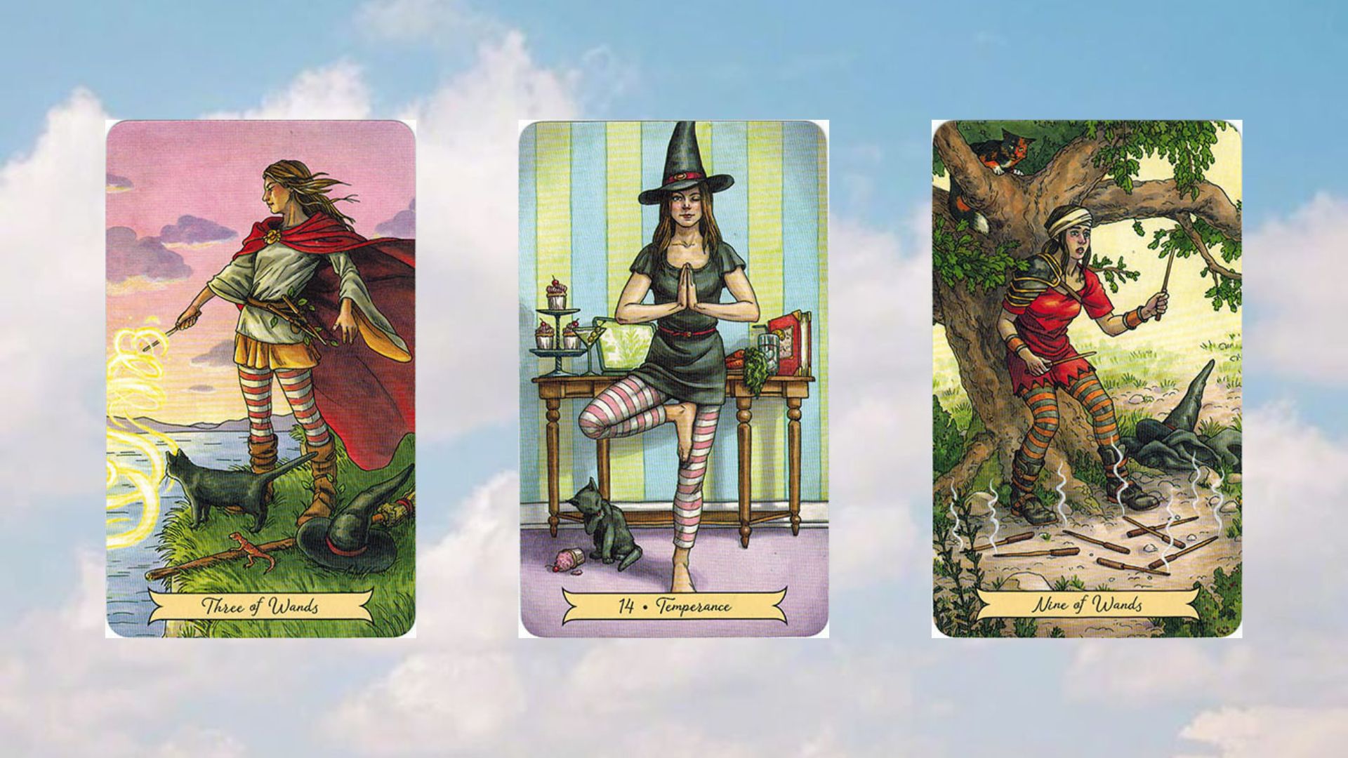 trải bài tarot tuần mới tụ 1 three of wands - temperance - nine of wands