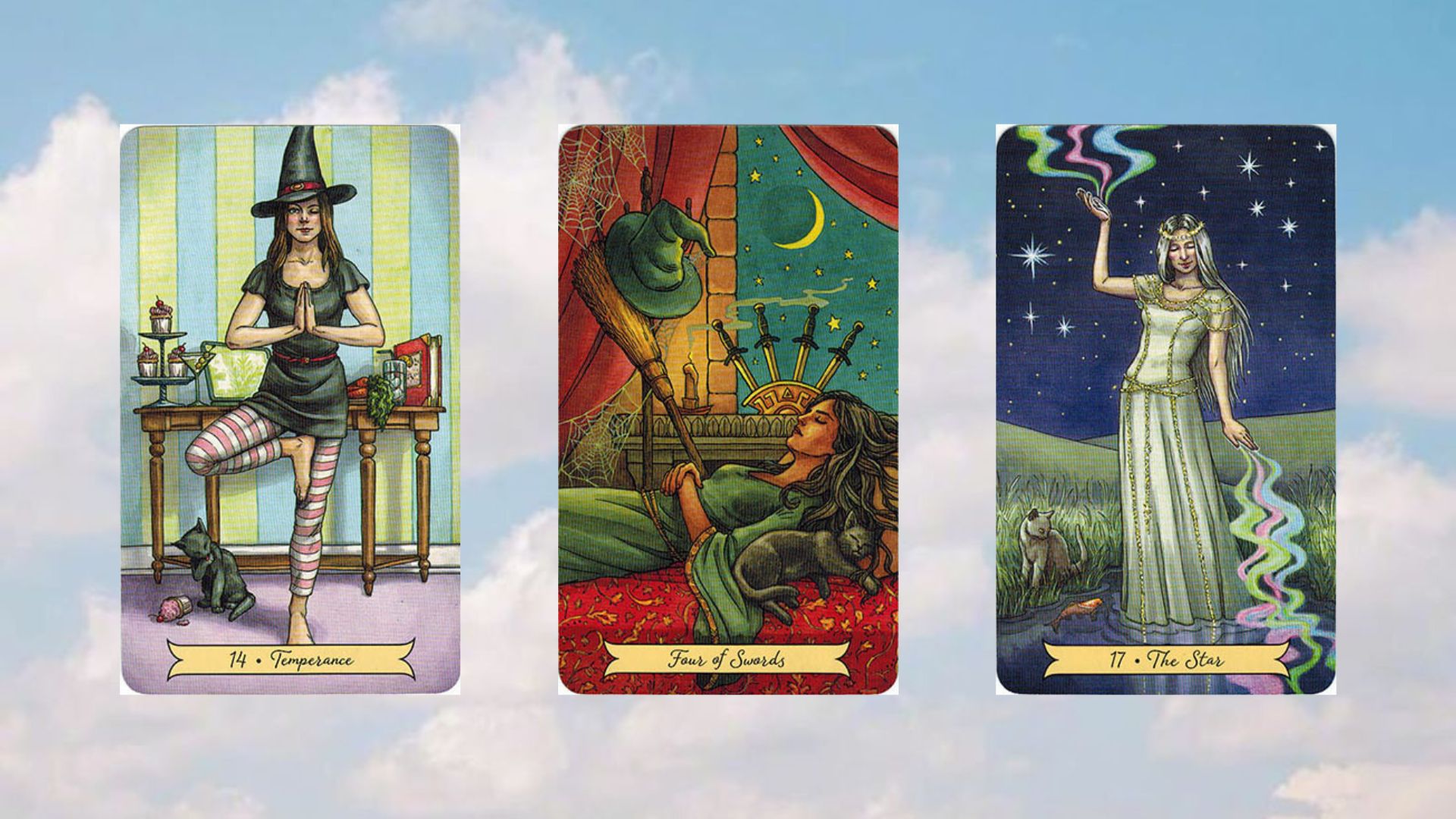 trải bài với lá bài temperance four of swords the star