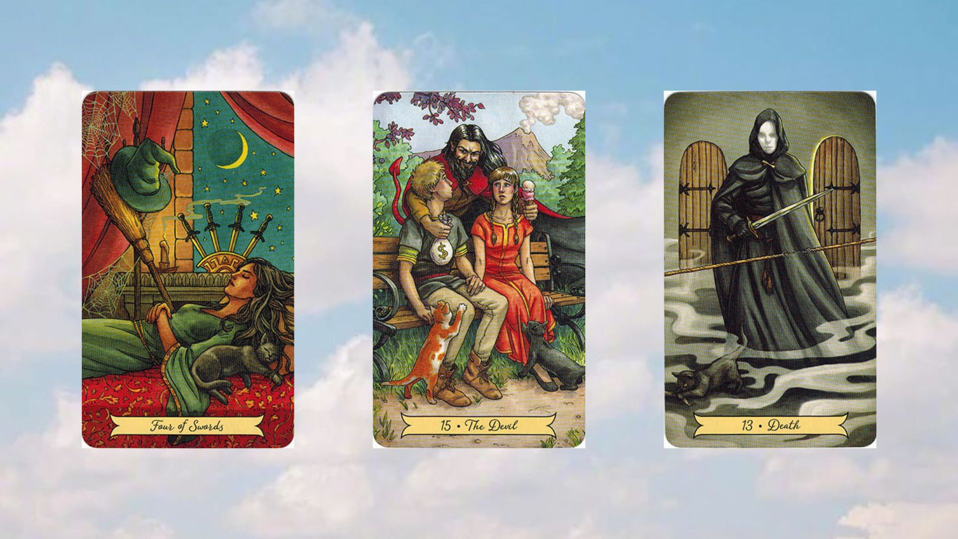 trải bài tarot tuần mới tụ 2 four of swords - the devil - death