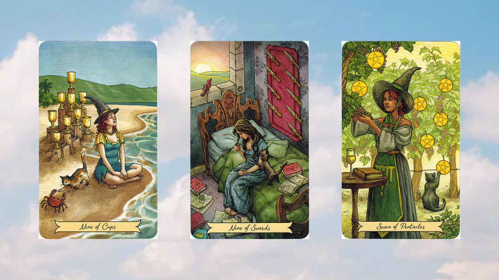 tarot tụ 2 nine of cups nine of swords seven of pentacles
