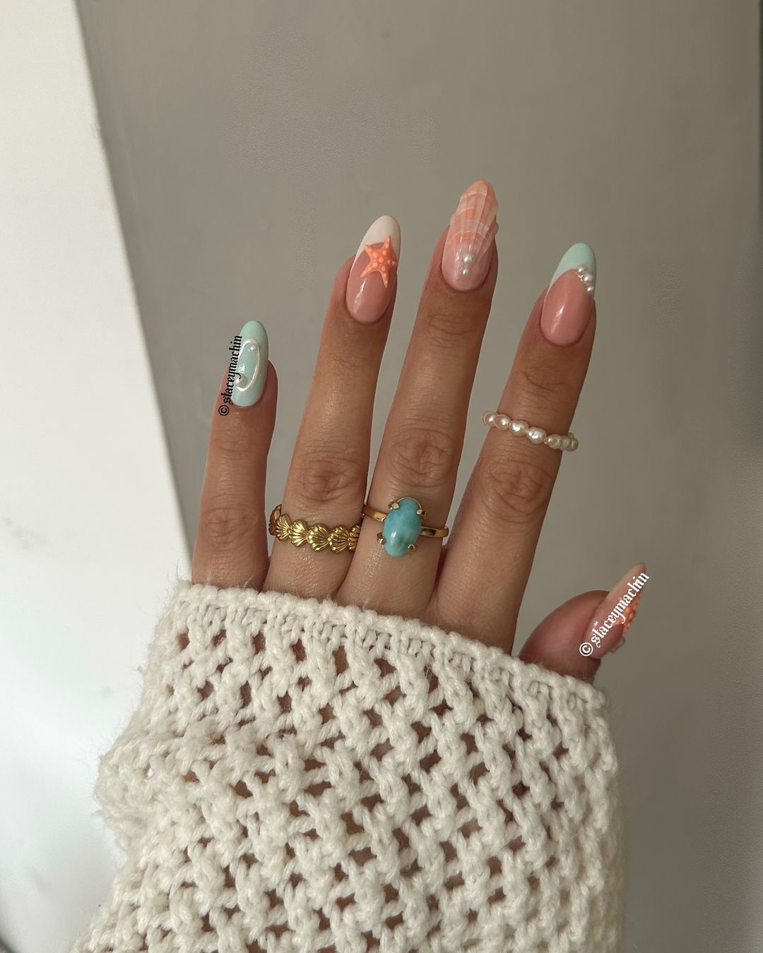 nail vỏ sò màu cam nhạt