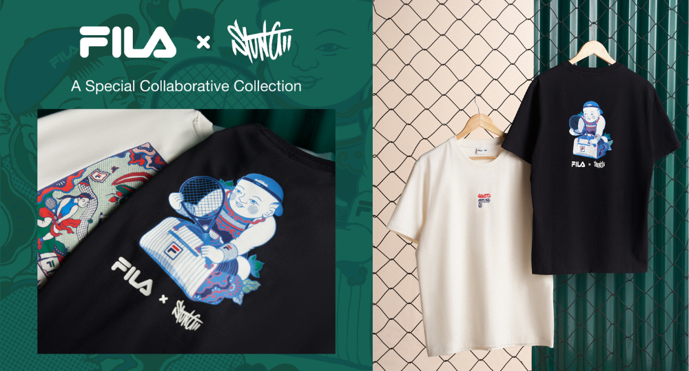  fila x stung áo thun trắng đen