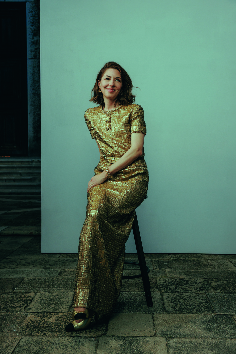 Sofia Coppola diện đầm vàng