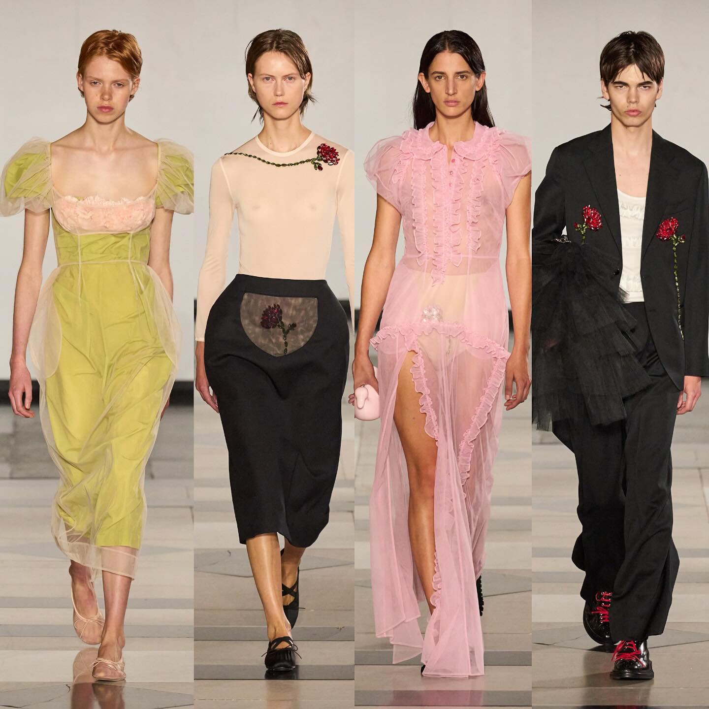 Simone Rocha đầm voan xuyên thấu