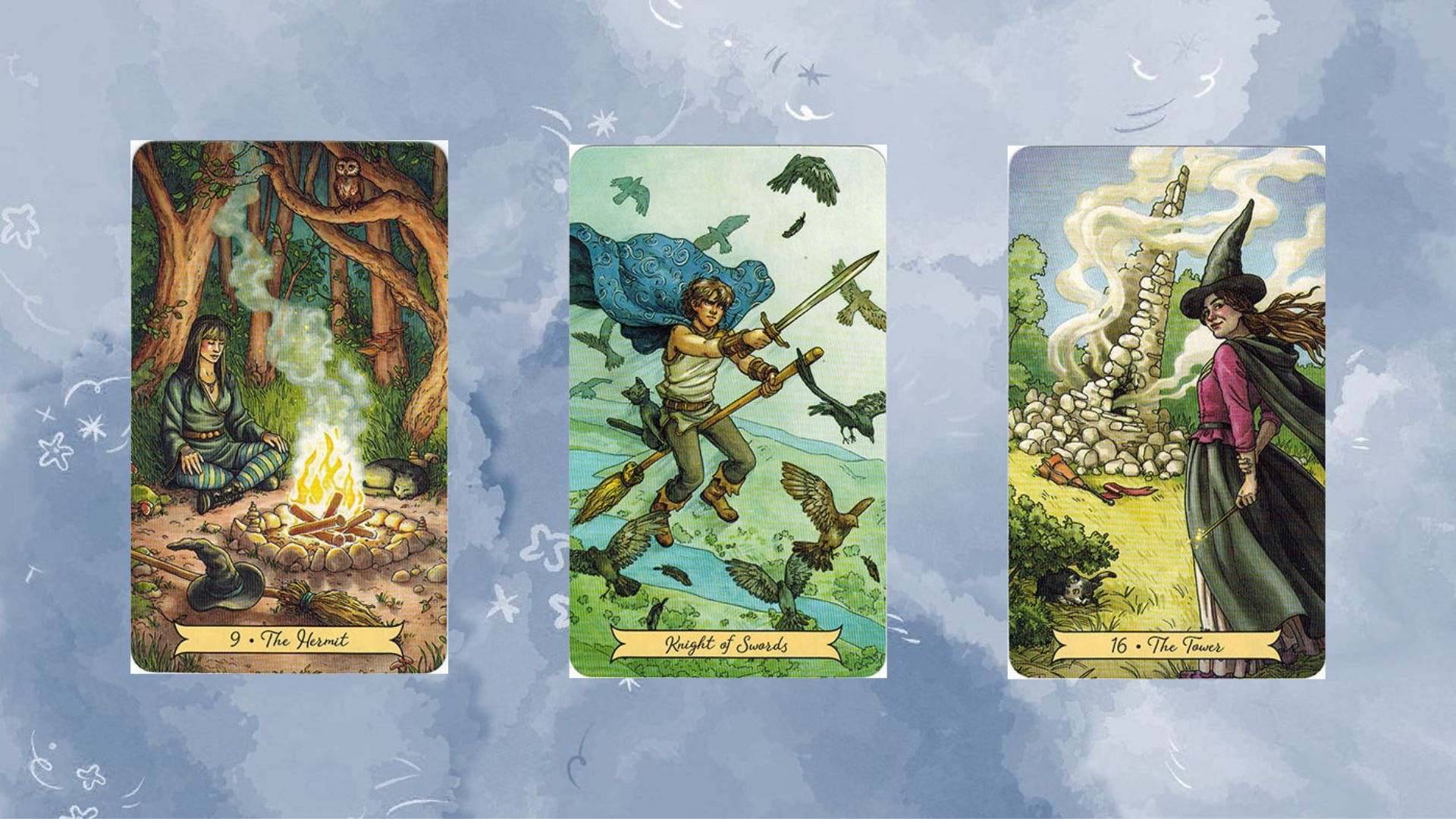tụ tarot 2 the hermit - knight of swords - the tower